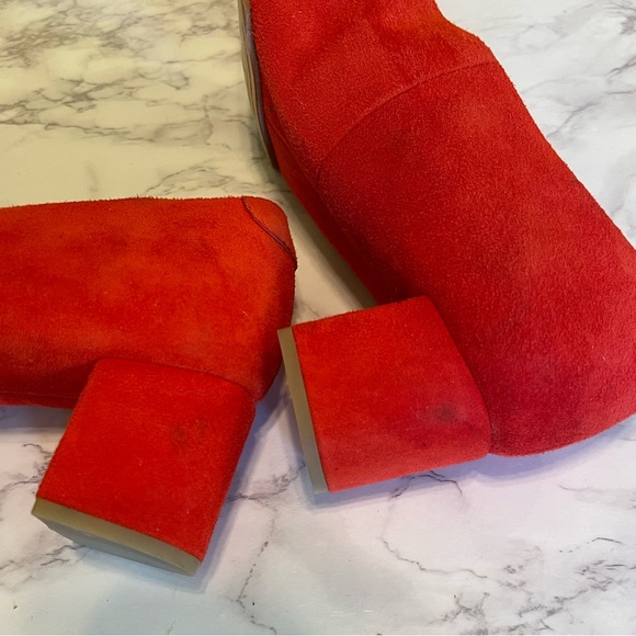 COS Dark Orange Suede Block Heel Round Toe Pumps 6 - Picture 9 of 13